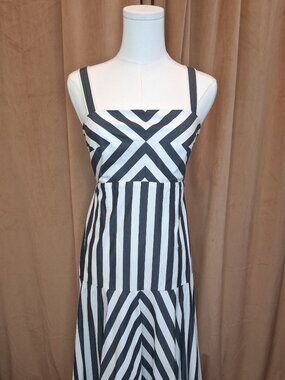 Kate Spade New York Black & White Terrace Stripe Midi Dress Size 4